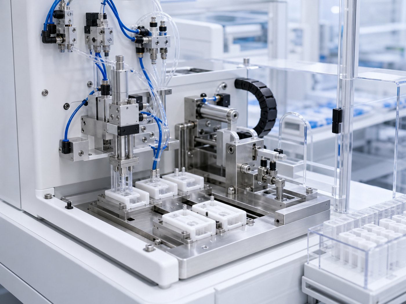 Medical device assembly equipment with small pneumatic components